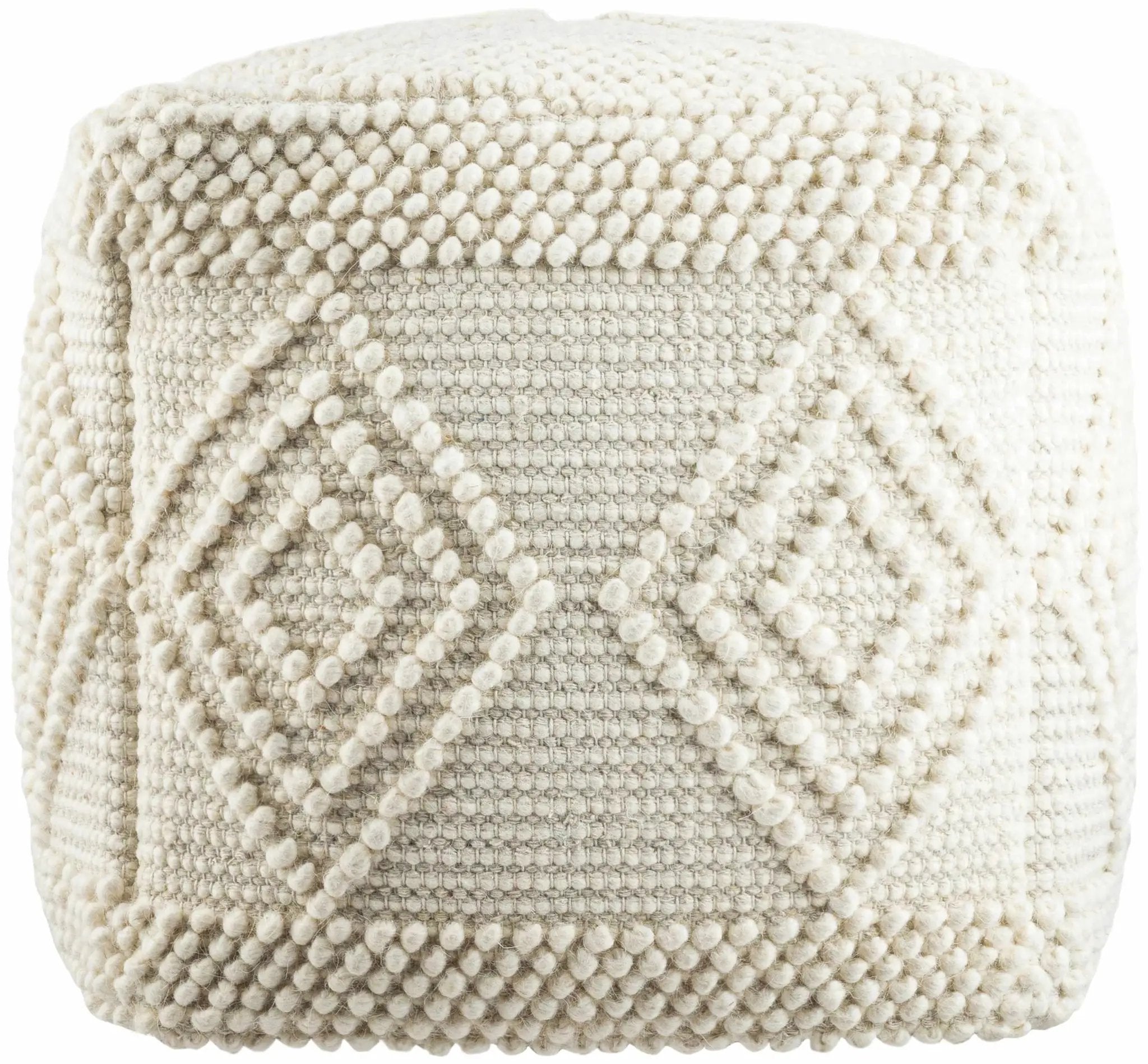 Aveley Beige Cotton Knitted Pouf by Boutique Rugs