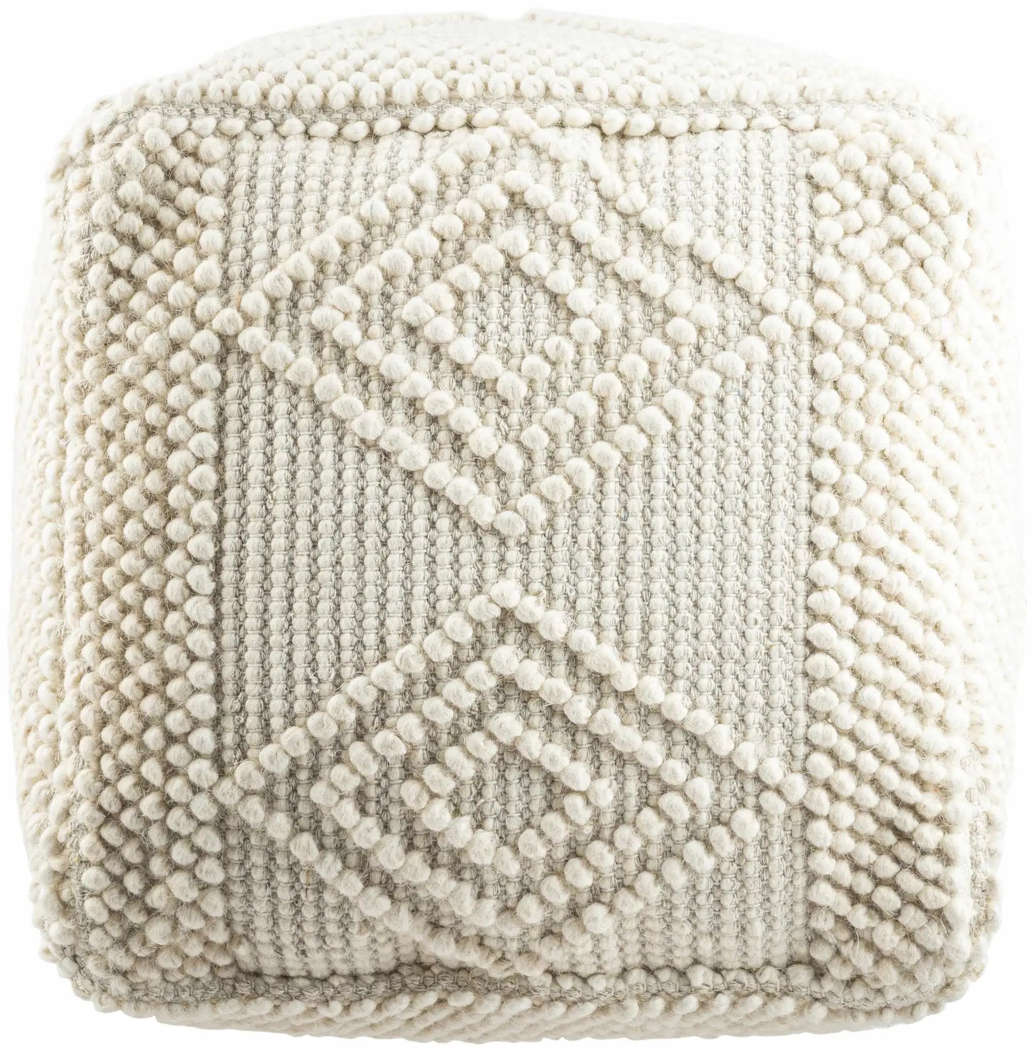 Aveley Beige Cotton Knitted Pouf by Boutique Rugs