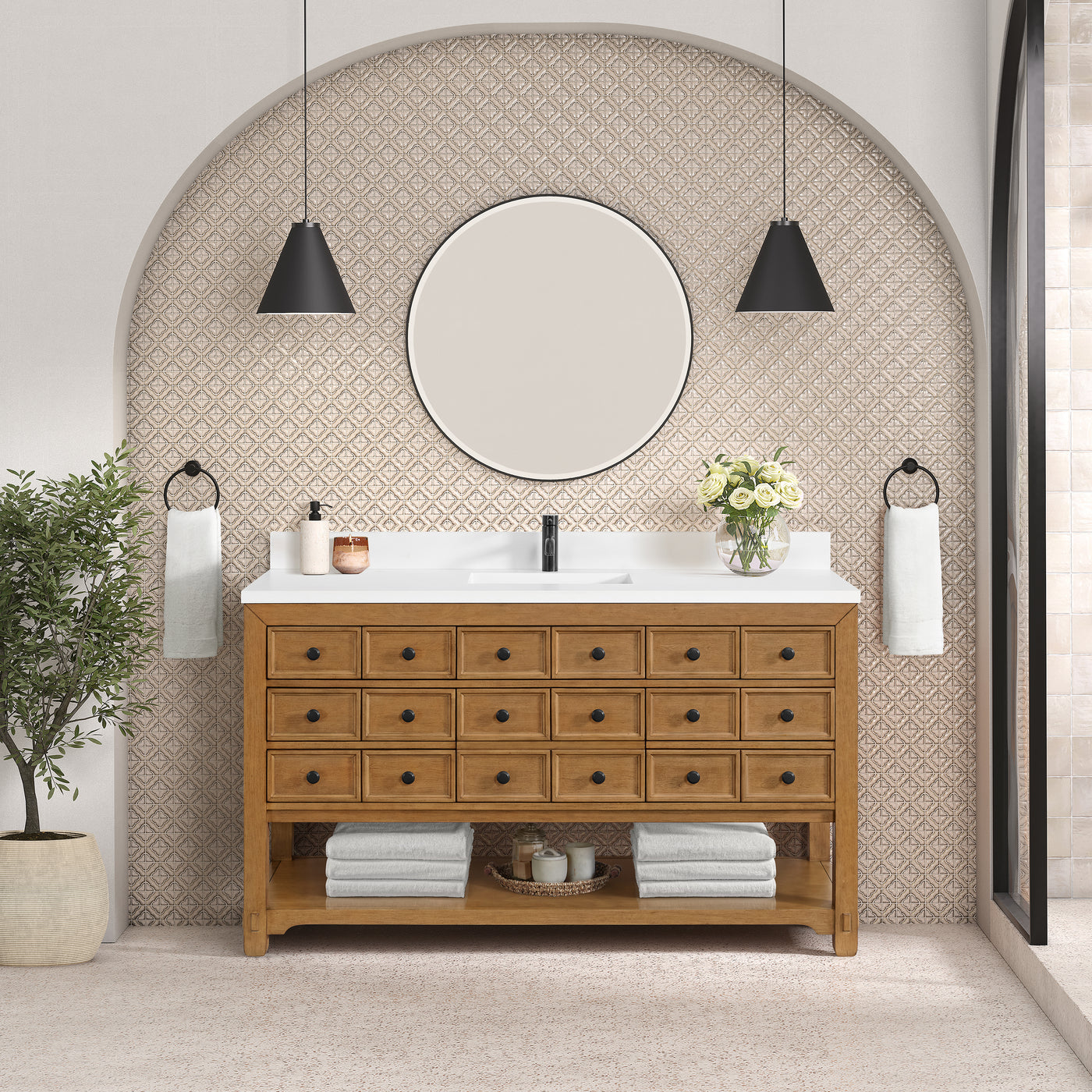 James Martin Malibu 60" Single Bathroom Vanity, Amber Birch, view 39