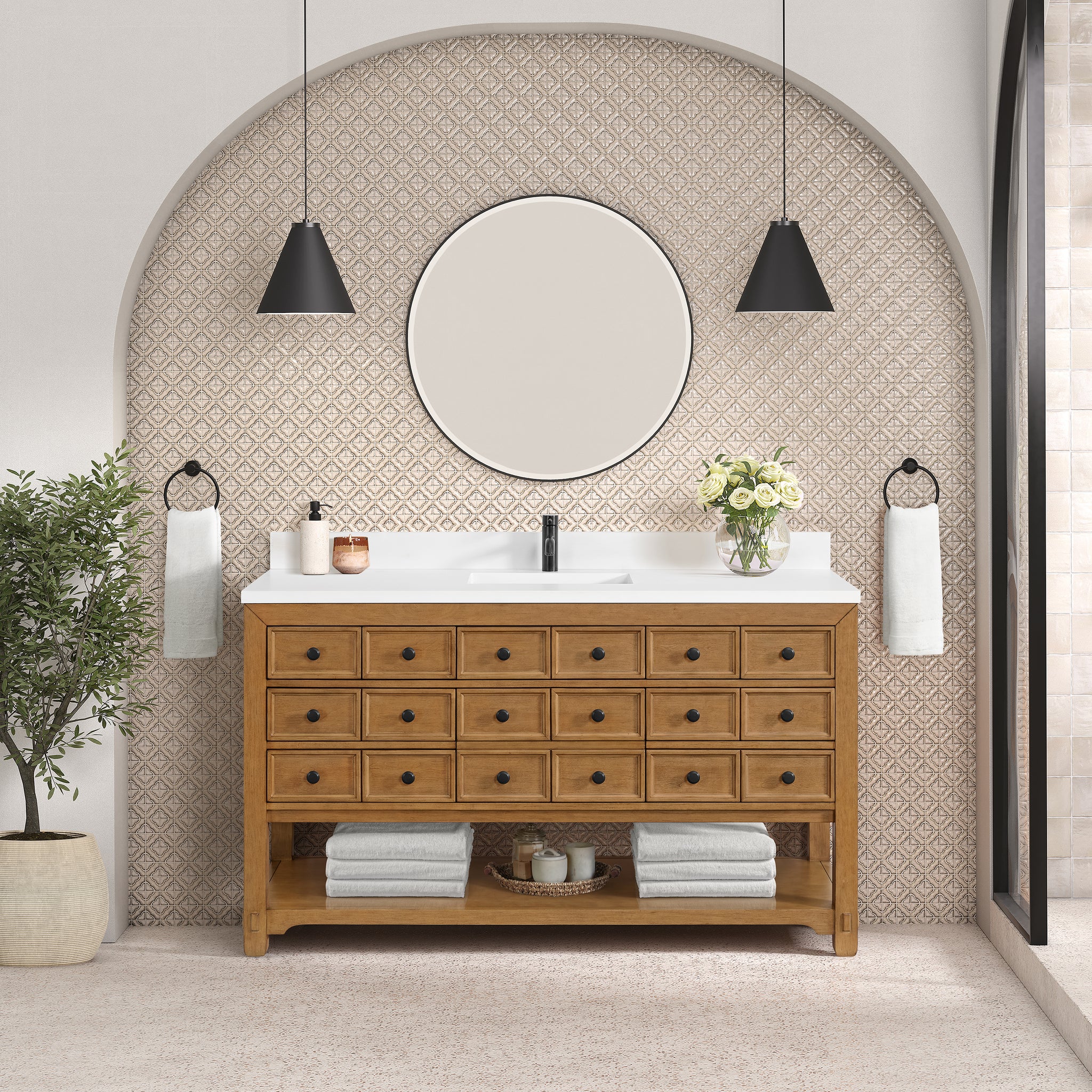 James Martin Malibu 60" Single Bathroom Vanity, Amber Birch, view 39