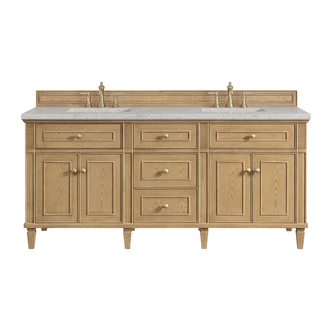 James Martin Lorelai 72" Double Bathroom Vanity, Light Natural Oak with Eternal Jasmine Pearl countertop