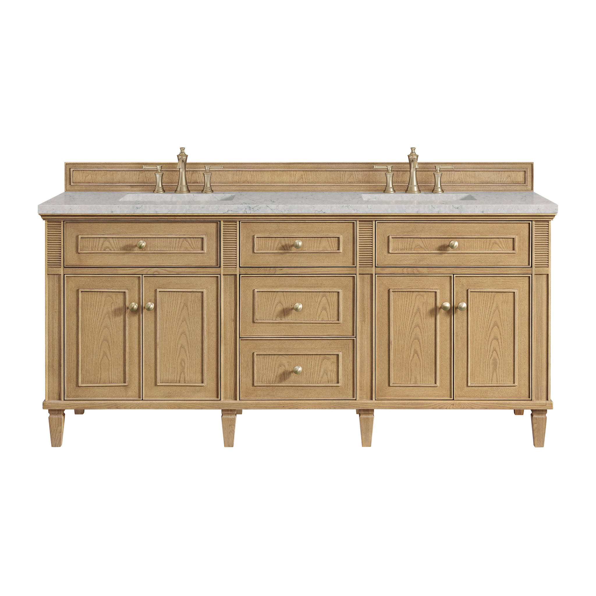 James Martin Lorelai 72" Double Bathroom Vanity, Light Natural Oak with Eternal Jasmine Pearl countertop