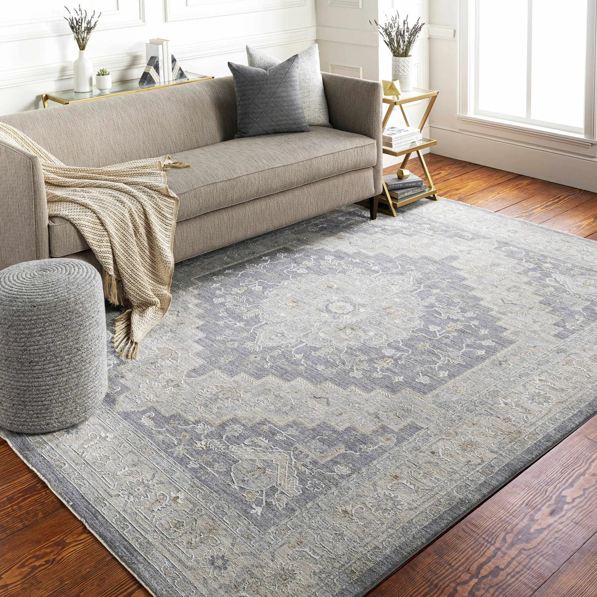 Sema Blue Medallion Rug, installed in a room