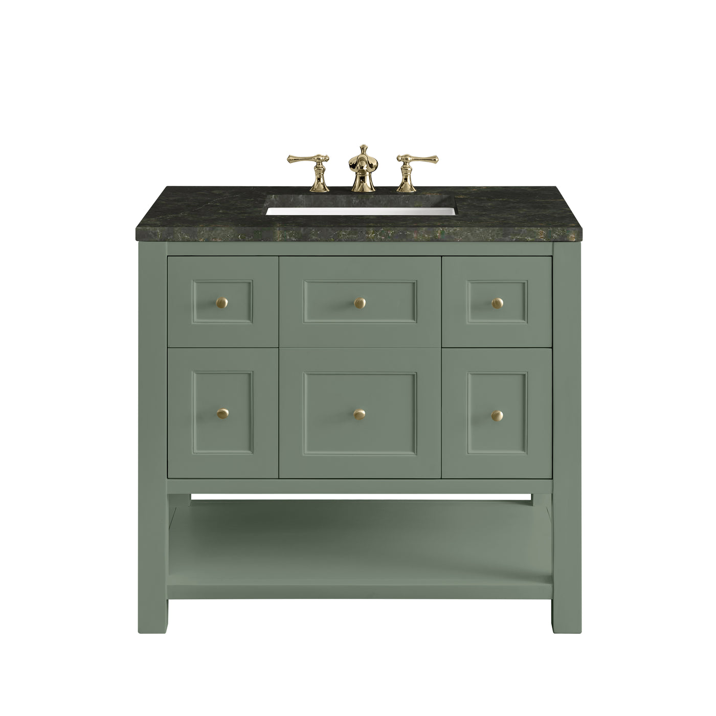 James Martin Breckenridge 36" Single Bathroom Vanity, Smokey Celadon with Phantome countertop