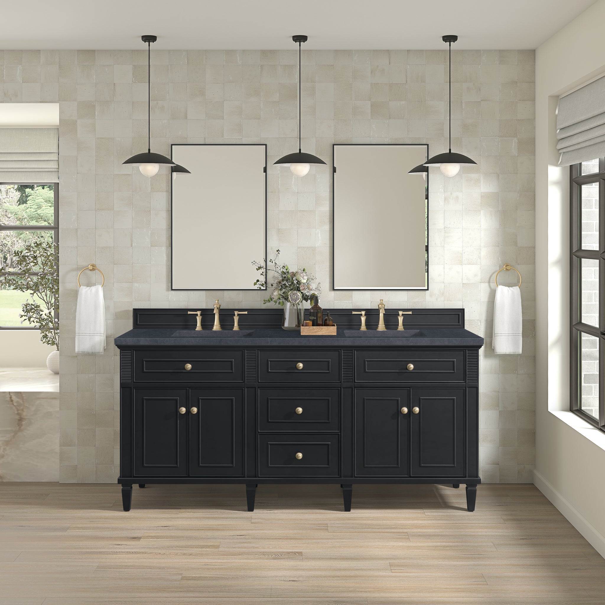 James Martin Lorelai 72" Double Bathroom Vanity, Black Onyx, view 39