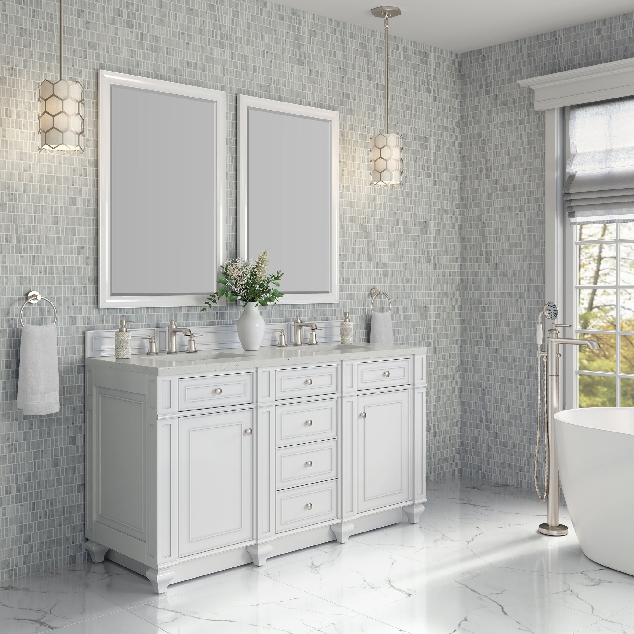 James Martin Bristol 60" Double Bathroom Vanity, Bright White, view 23