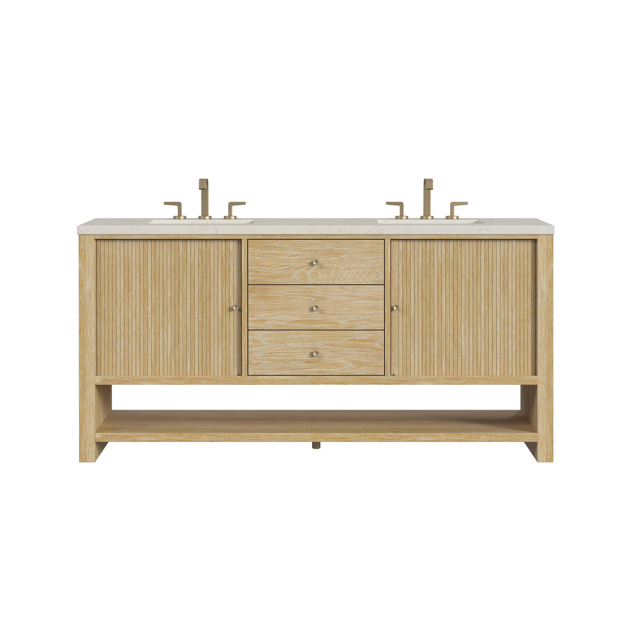 James Martin Marigot 72" Double Bathroom Vanity, Sunwashed Oak with Siberian countertop