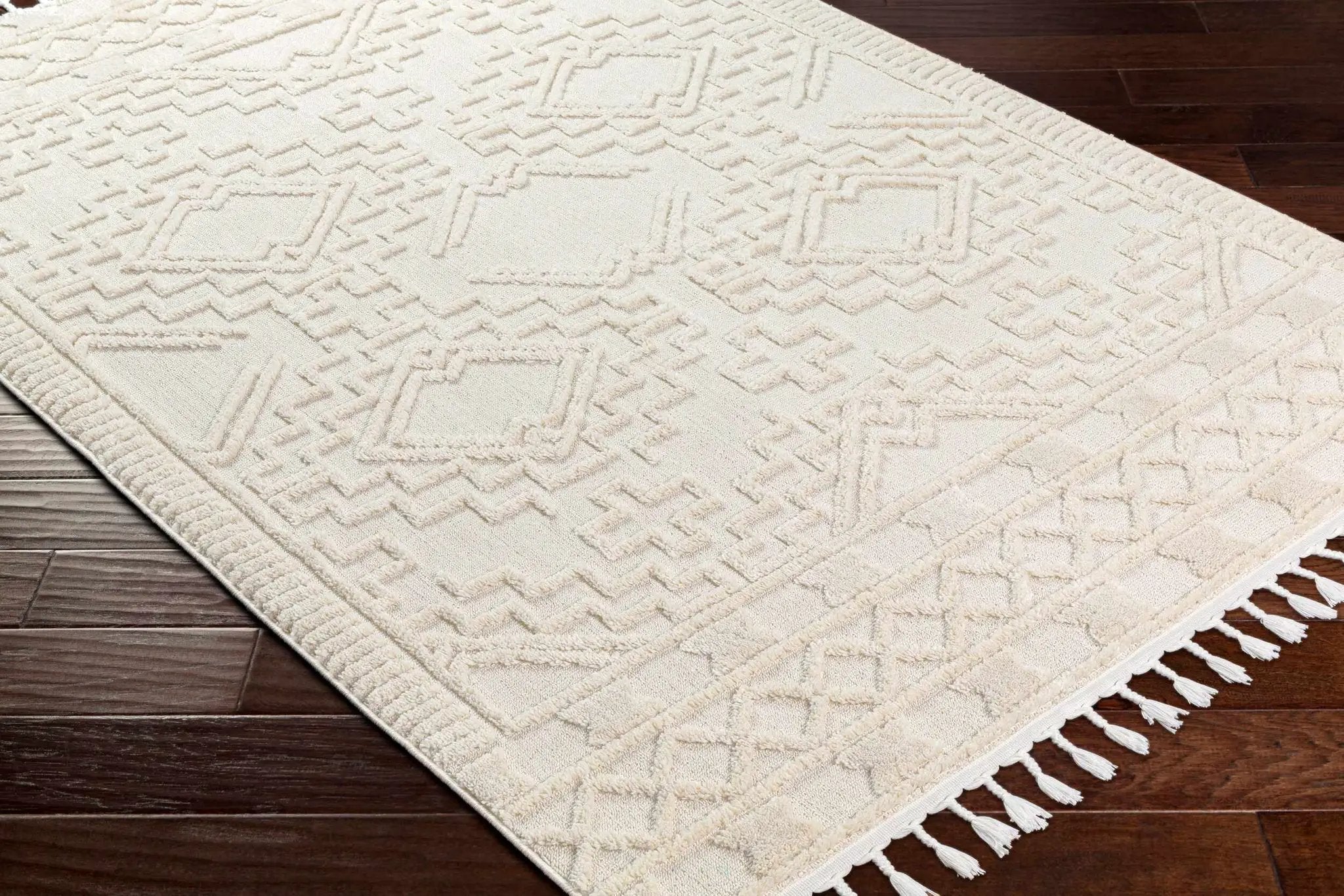 Kalkan High/Low Pile Rug with Tassels - Clearance by Boutique Rugs