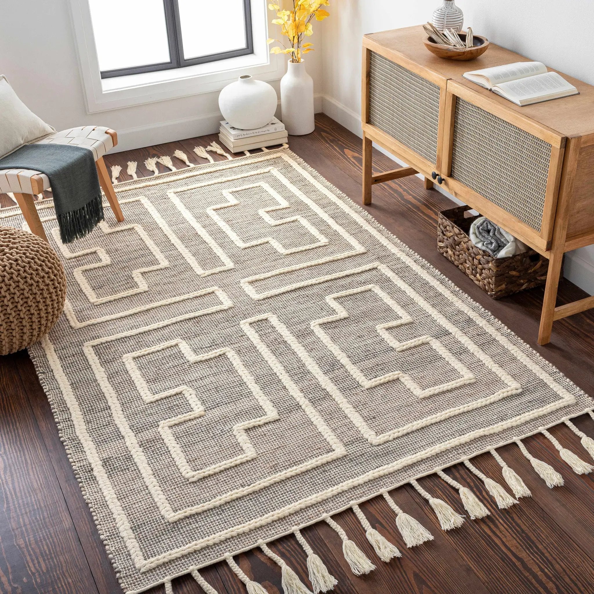 Azra Tasseled Jute&Wool Rug - Clearance by Boutique Rugs