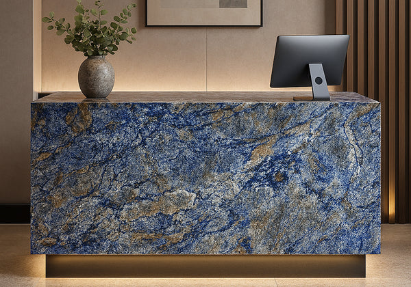 Azul Bahia Polished Granite Slab Random room scene