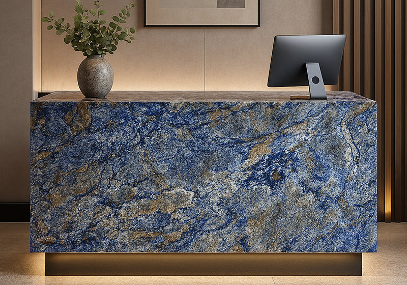Azul Bahia Polished Granite Slab Random room scene