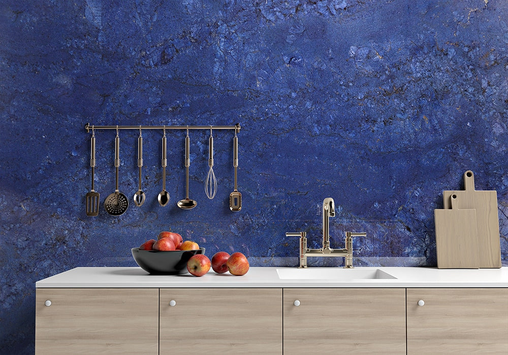 Azul Fiore Polished Granite Slab Random room scene 2