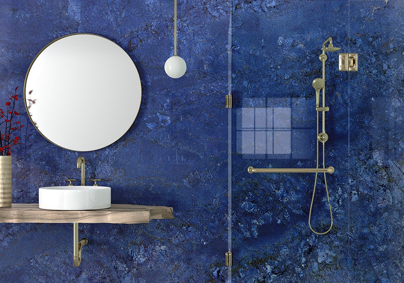 Azul Fiore Polished Granite Slab Random room scene 3