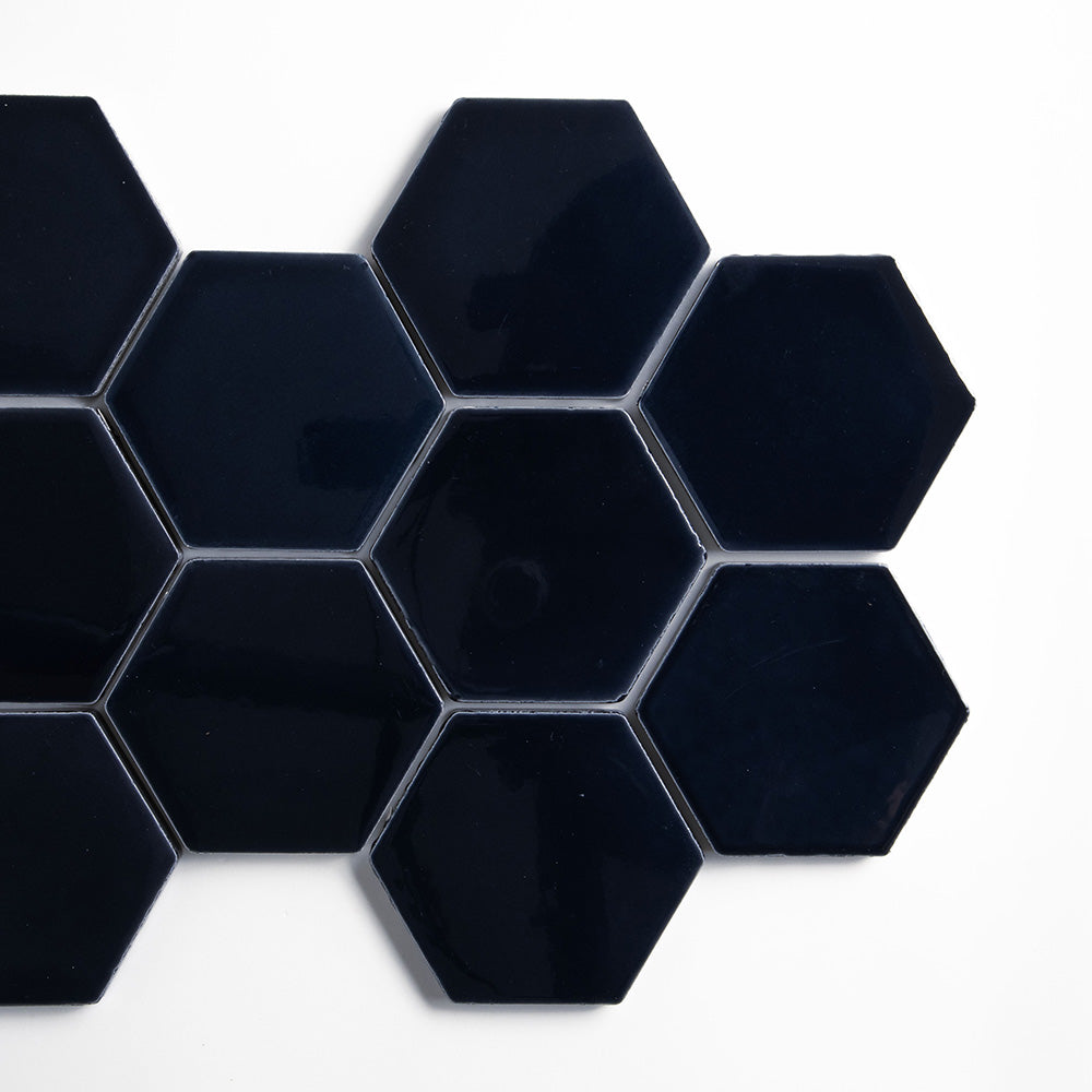 Azul Laguna Glossy Hexagon 4 Ceramic Tiles 4x4 Ceramic Glossy 4x4 Tiles — 4