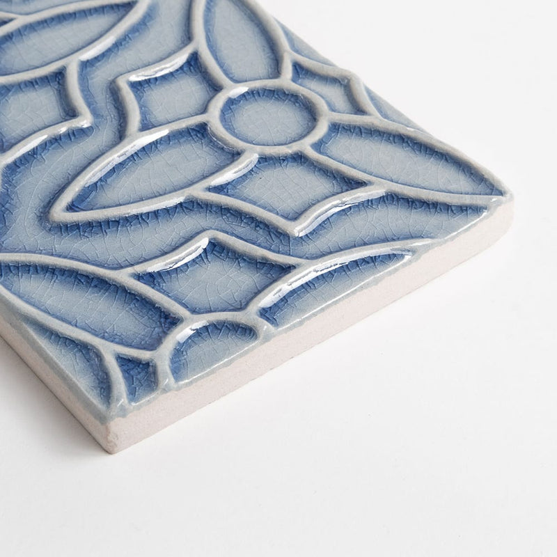 Azure Crackled Barcelona Ceramic Accent Tiles 4x8 Ceramic Crackled 4x8 Accent Tiles — 3