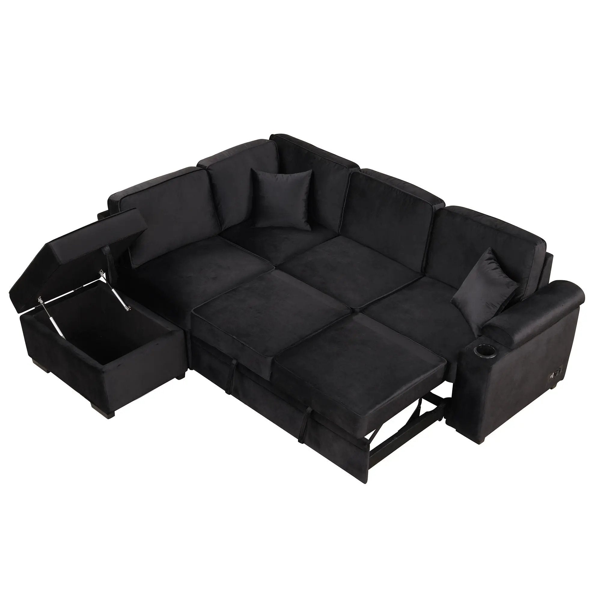 Sleeper Sofa Bed, 2 In 1 Pull Out Sofa Bed L Shape Couch With Storage Ottoman For Living Room, Bedroom Couch And Small Apartment by HouseOfZazla