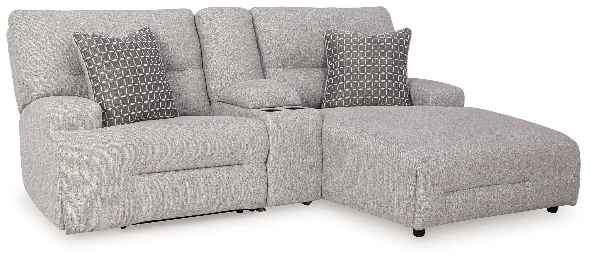 Acklen Place - 4 Pc. - 3-Piece Power Reclining Sectional Sofa With Raf Chaise, Wide Seat Power Recliner - Pewter by Unique Piece Furniture