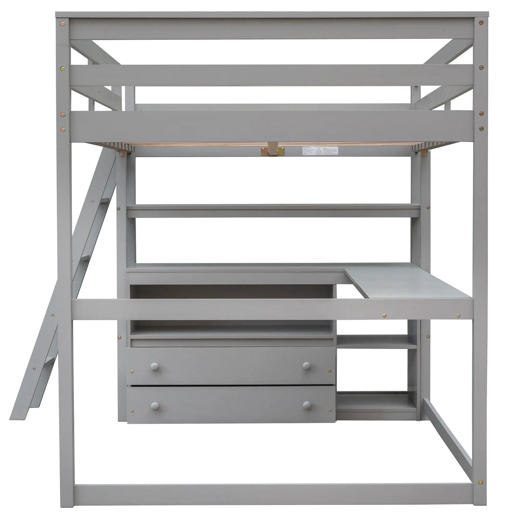 Modern Loft Bed With Built In Desk, Shelves, And 2 Drawers by HouseOfZazla