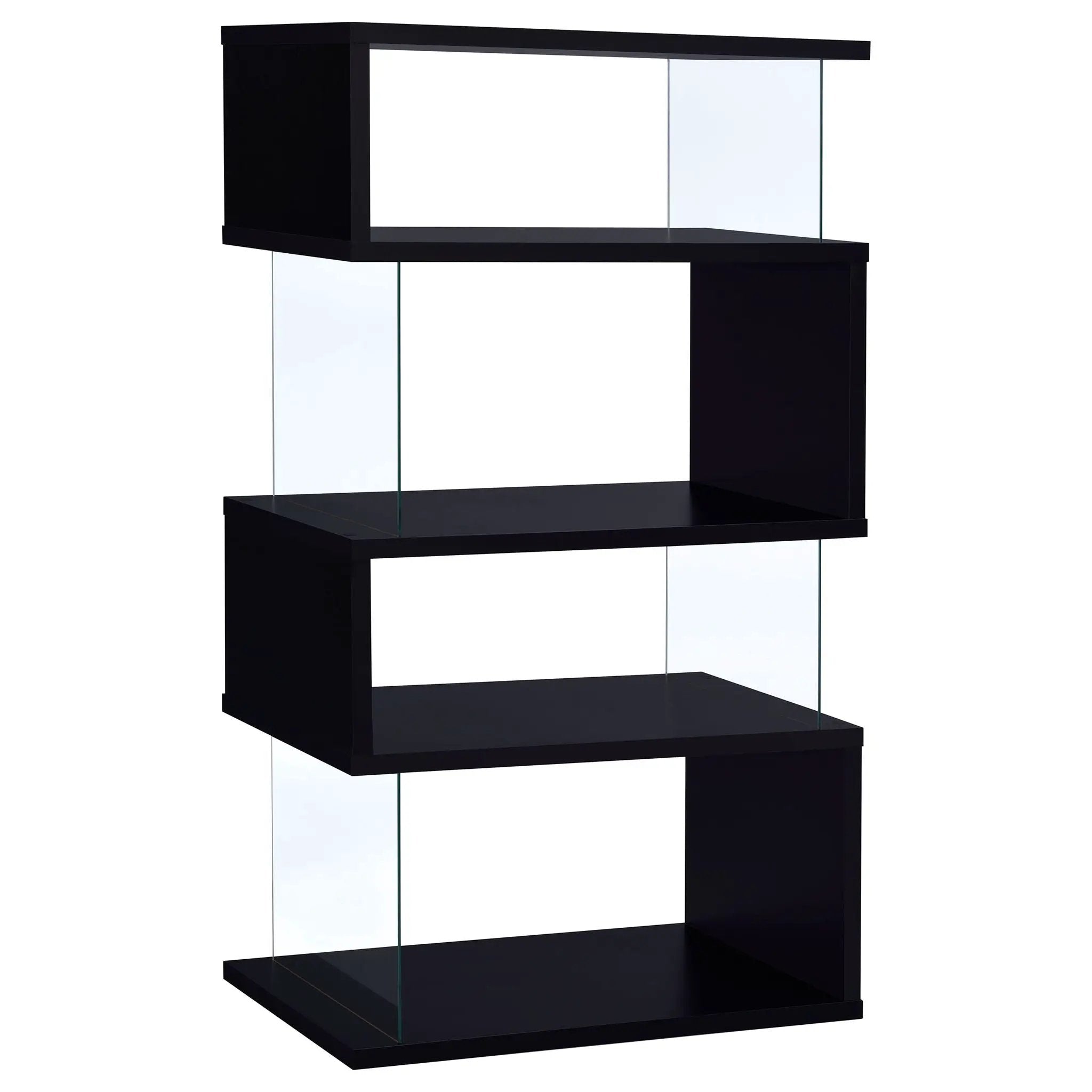 Emelle 63-inch 4-shelf Glass Panel Bookshelf Black by Unique Piece Furniture