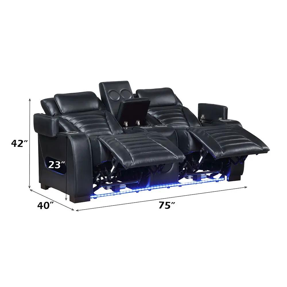 Ephron - Power Motion Loveseat With Console, Power Headrests, LED & Speakers - Black by Unique Piece Furniture
