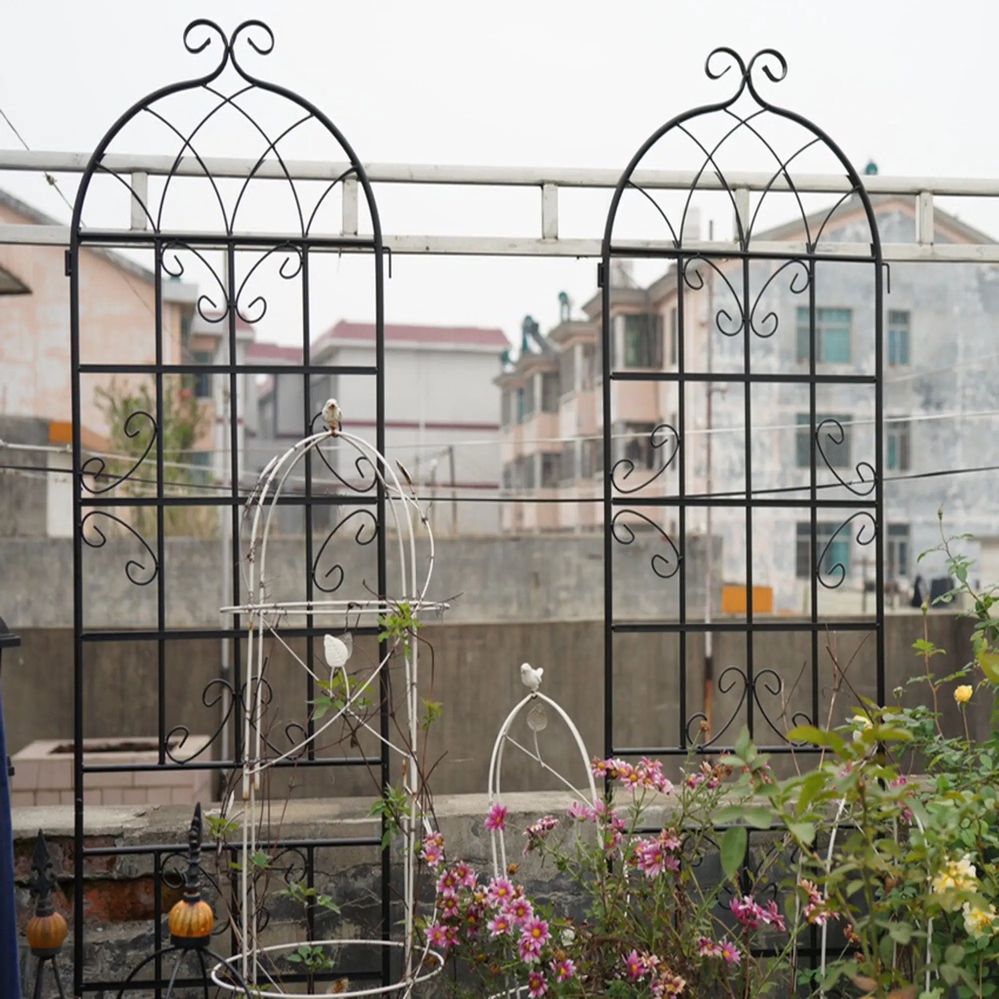 Metal Garden Rustproof Trellis For Climbing Plants Outdoor Flower Support by HouseOfZazla