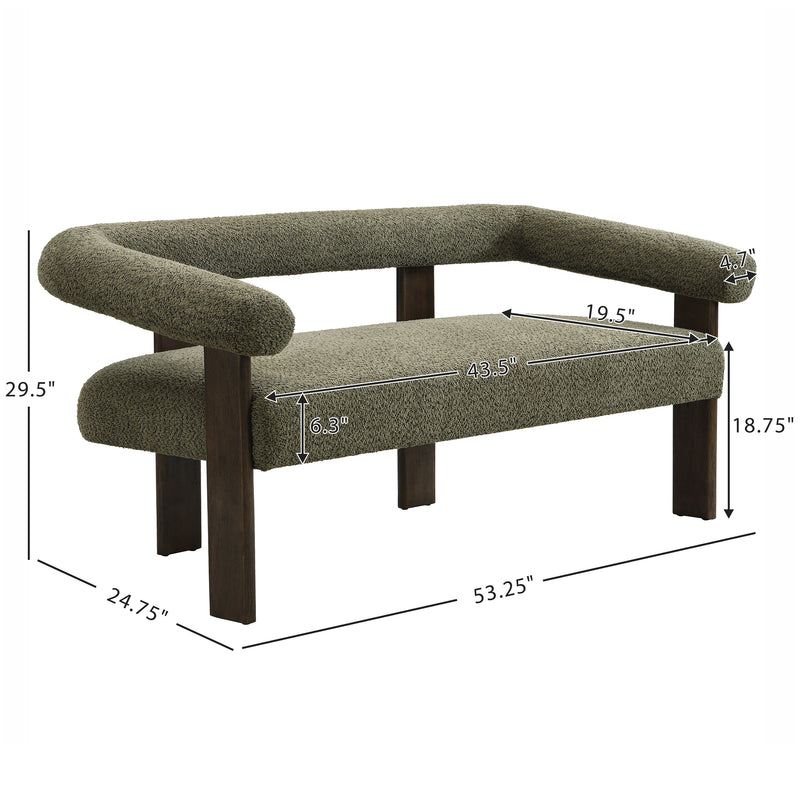 Round Armrest Loveseat (Green + Brown) by HouseOfZazla
