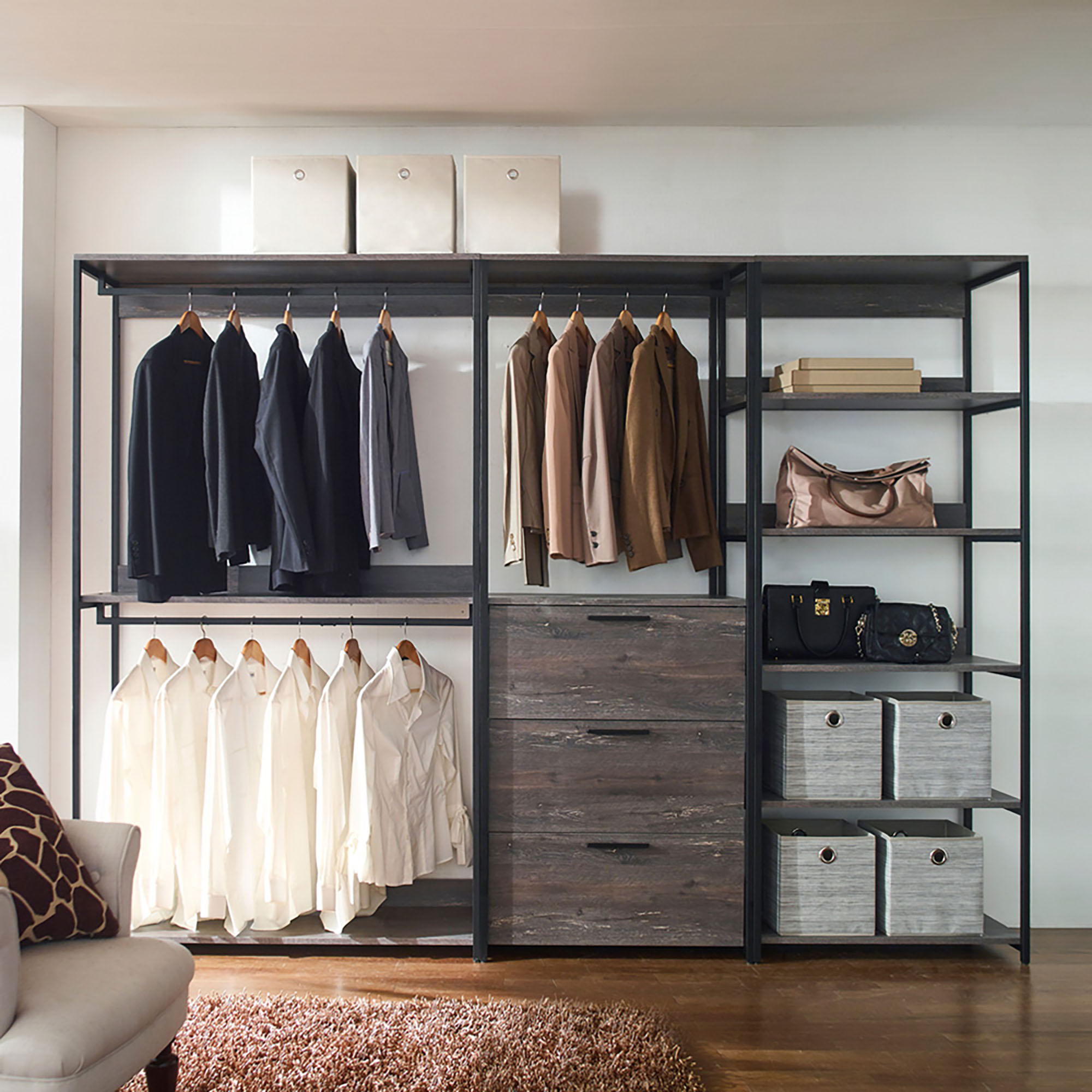 Monica - Walk-In Closet System With Spacious Storage - Gray by HouseOfZazla