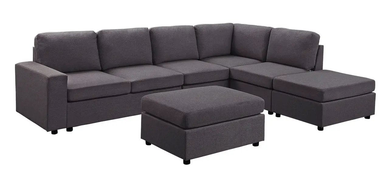 Cassia - 7 Seat Reversible Modular Sectional Sofa With Ottoman by Unique Piece Furniture