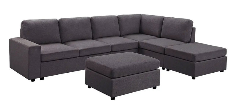 Cassia - 7 Seat Reversible Modular Sectional Sofa With Ottoman by HouseOfZazla