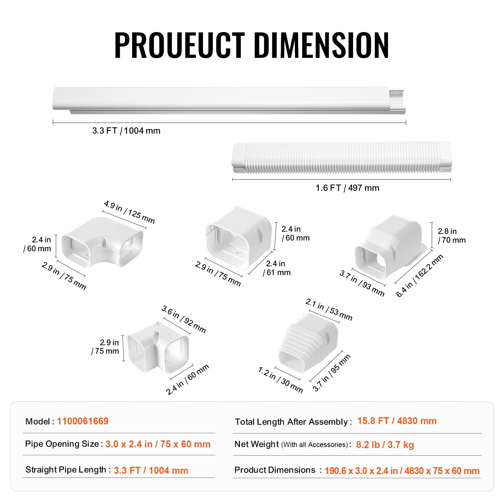 Mini Split Line Set Cover 3 Inch W x 15.8 Ft L PVC Decorative Pipe Line Cover by HouseOfZazla