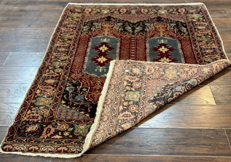Antique Turkish Rug 4x6, Unique Rare Carpet by Jewel Rugs