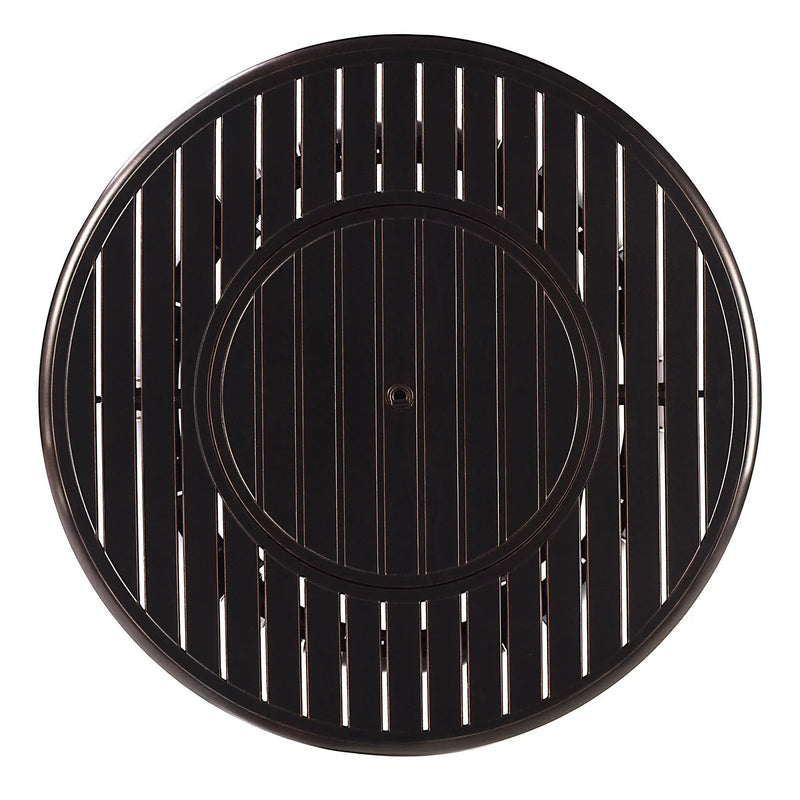 Aluminum 44-in Round Patio Fire Table Set with Swivel Rocking Chairs by Sharicks