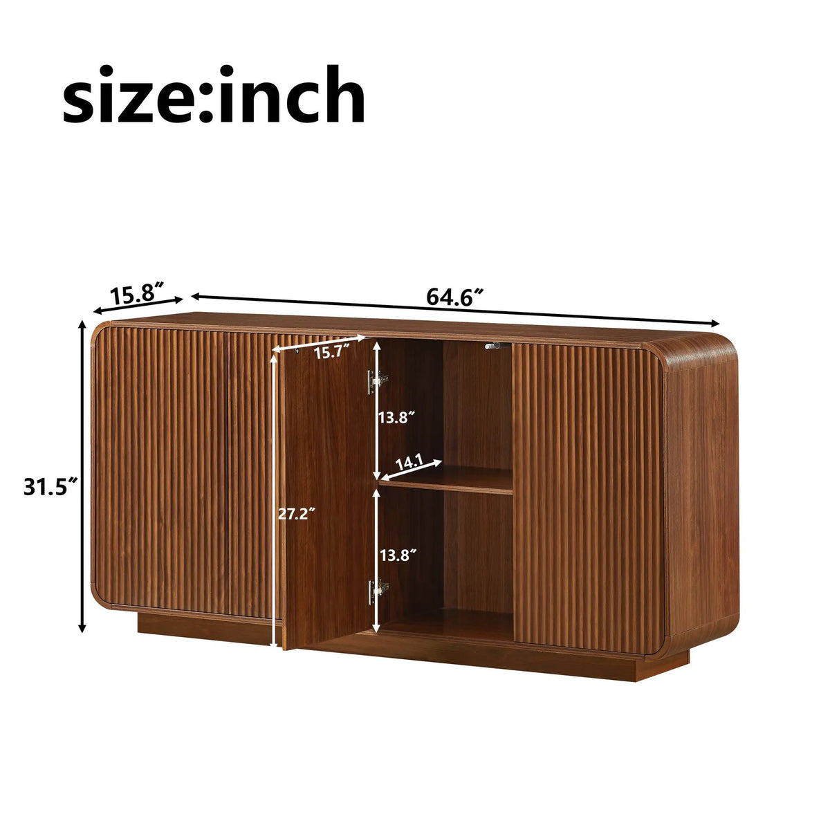 64" Buffet Sideboard Cabinet with Storage by HouseOfZazla