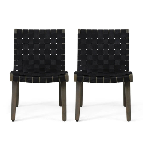 Lounge Chair With Stunning Rope Weave Design, Set of 2 - Black