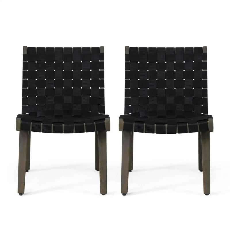Lounge Chair With Stunning Rope Weave Design, Set of 2 - Black by HouseOfZazla