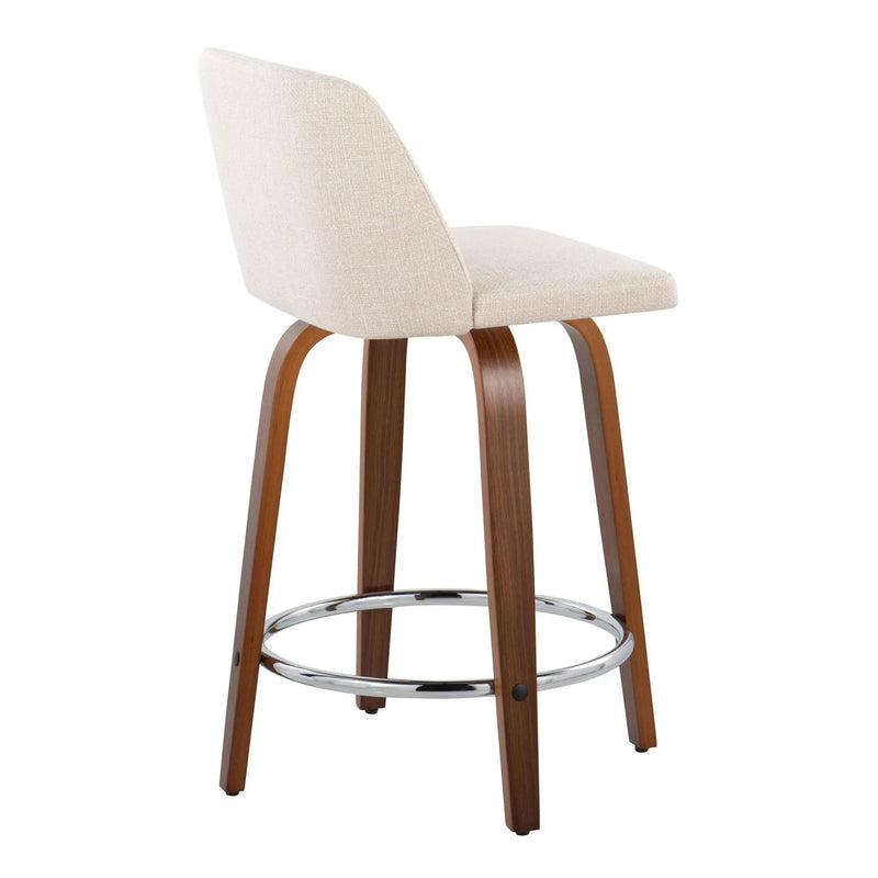 Toriano - Mid Century Modern Fixed Height Counter Stool With Swivel With Round Footrest (Set of 2) by HouseOfZazla