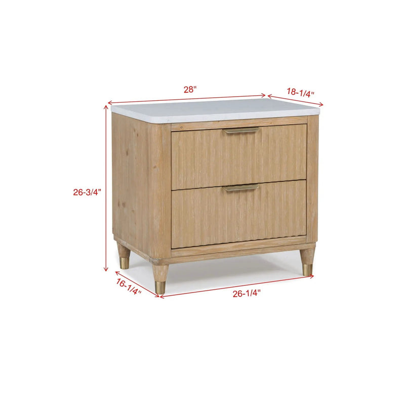 Nightstand With Accented Hardware - Natural Wood by Unique Piece Furniture