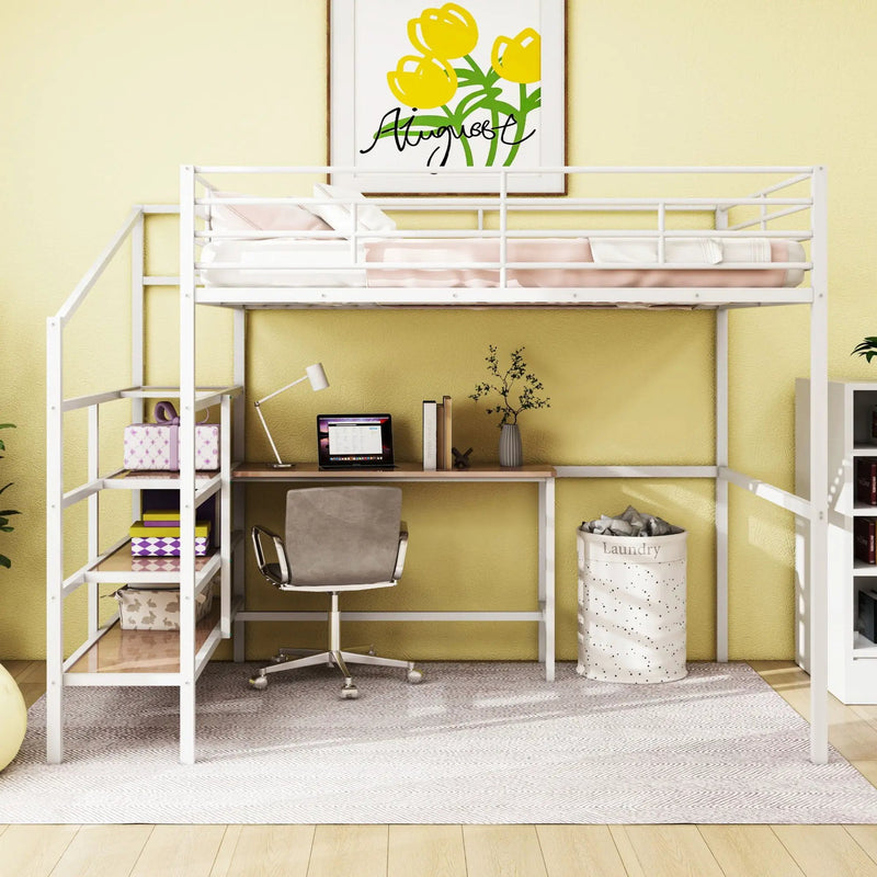 Loft Bed With Desk And Lateral Storage Ladder by Unique Piece Furniture