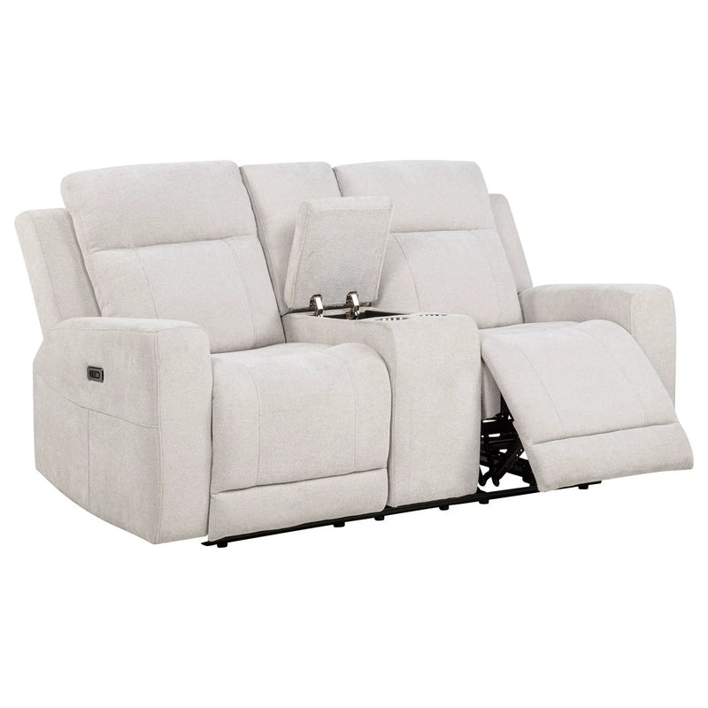Kennett Chenille Upholstered Power Reclining Loveseat Ivory by Unique Piece Furniture