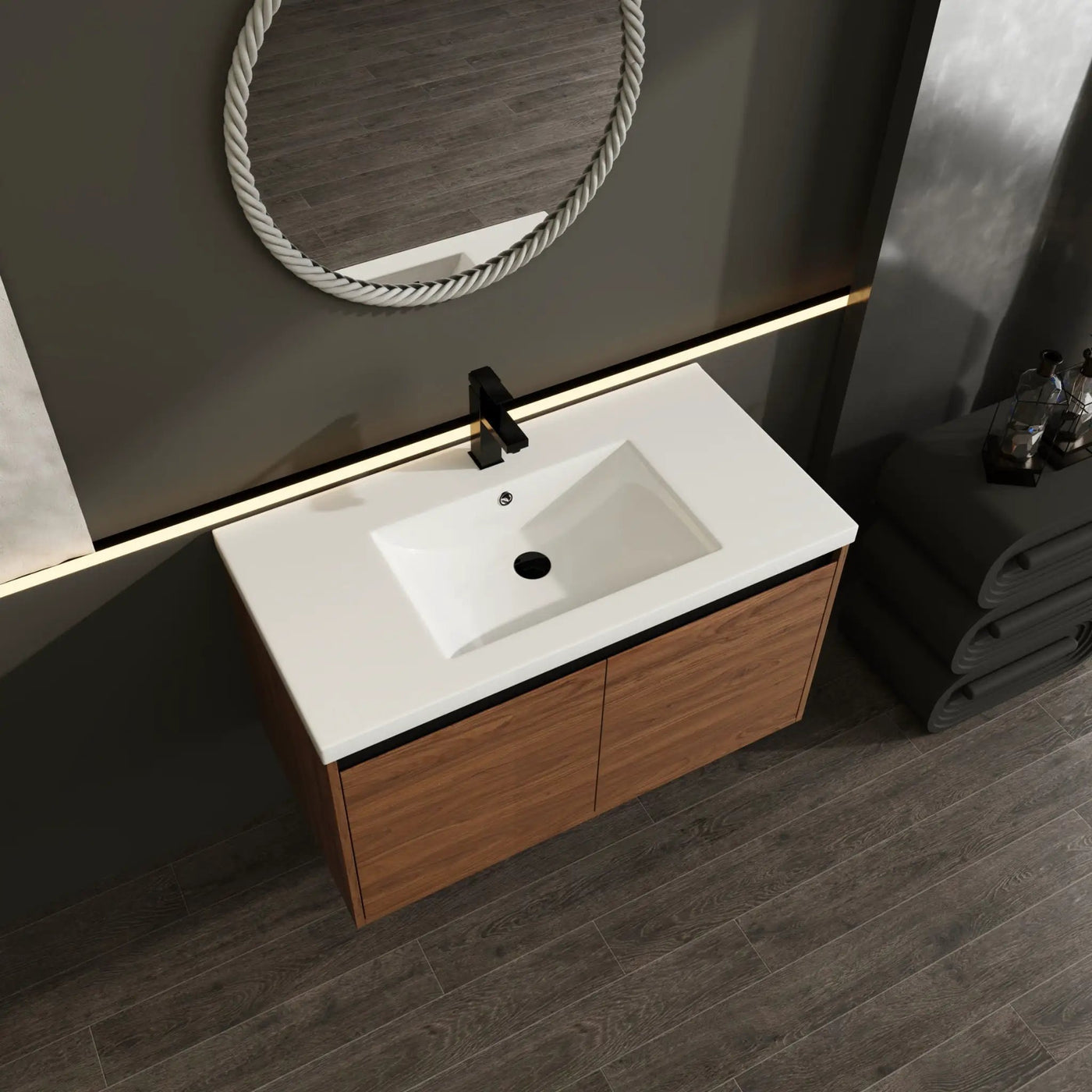 Bathroom Vanity Set With Resin Countertop Sink And 2 Doors, Engineered Wood by HouseOfZazla
