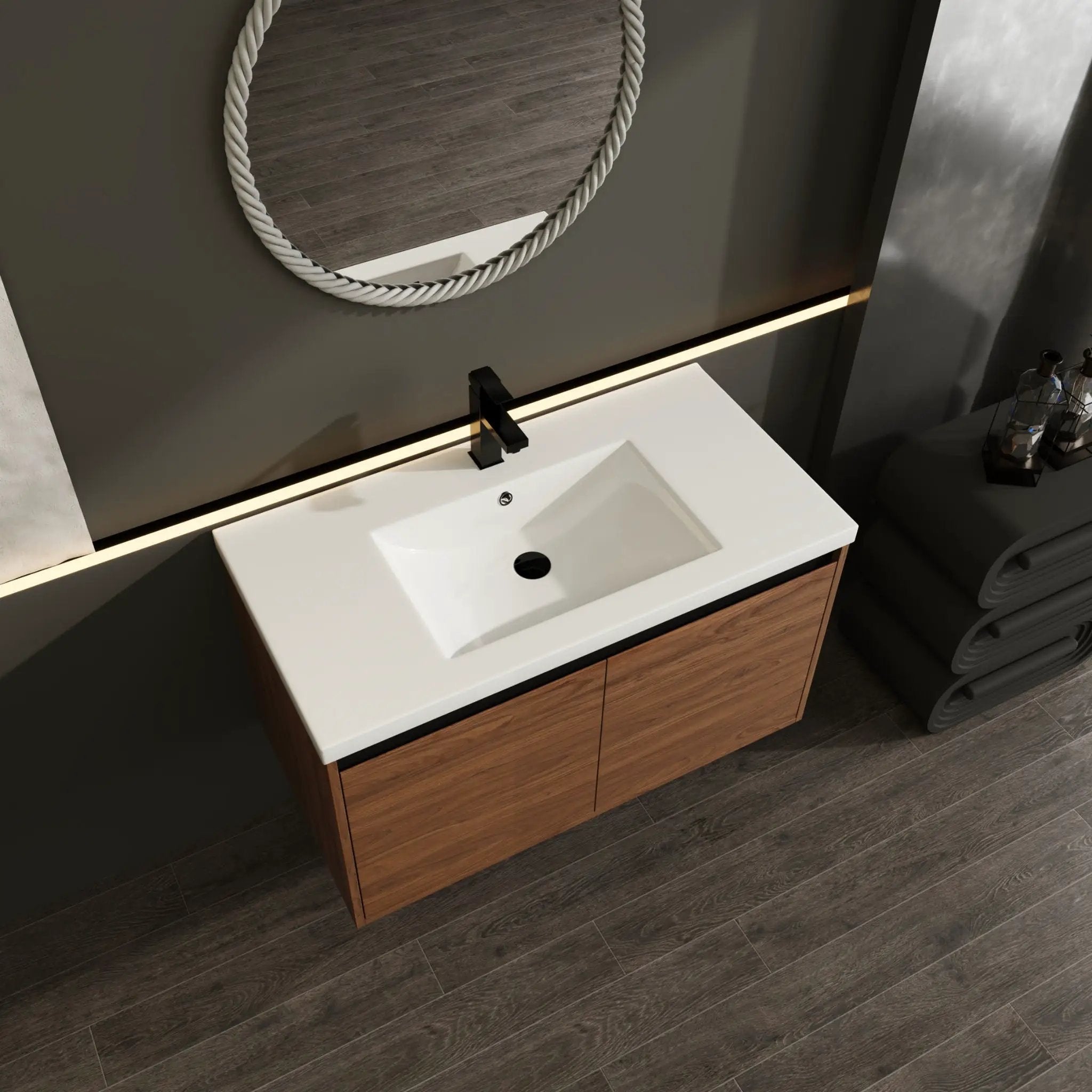 Bathroom Vanity Set With Resin Countertop Sink And 2 Doors, Engineered Wood by HouseOfZazla