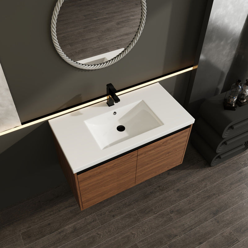Bathroom Vanity Set With Resin Countertop Sink And 2 Doors, Engineered Wood by HouseOfZazla