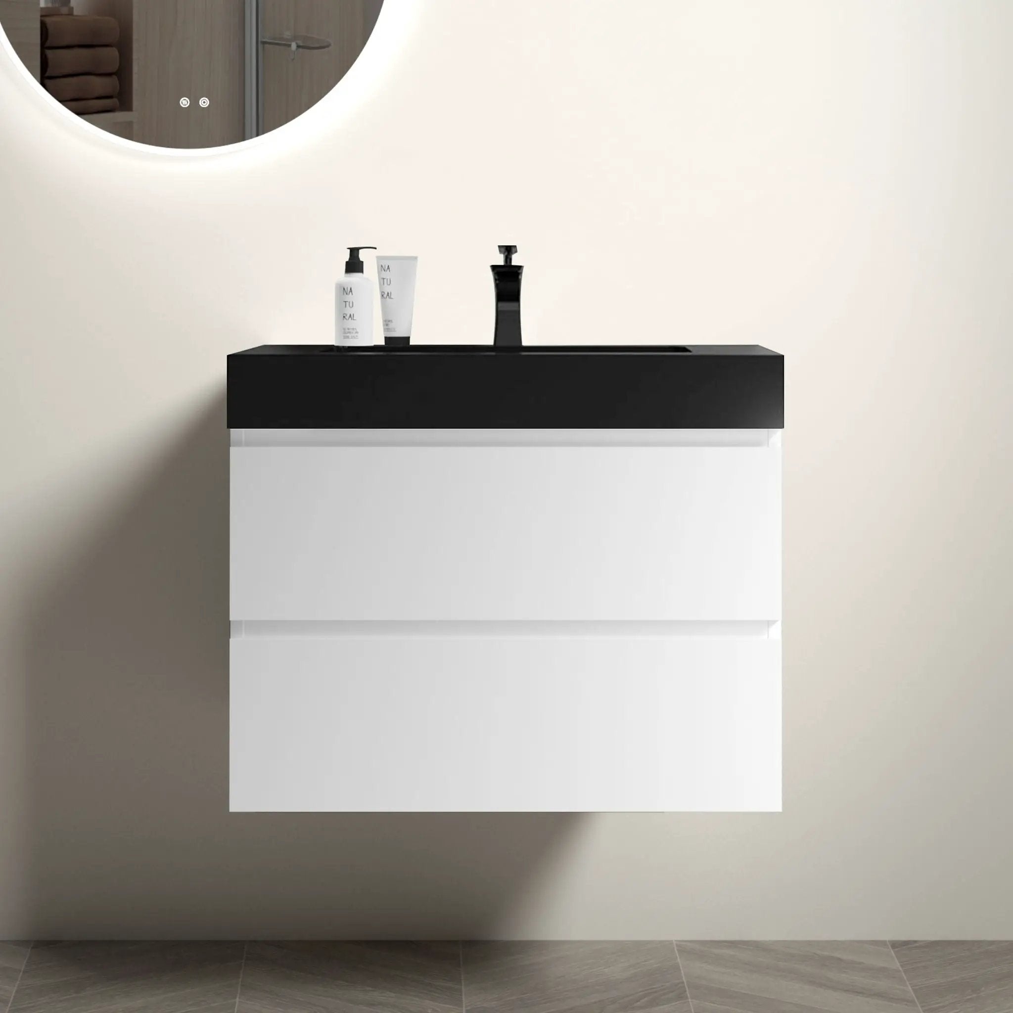 Alice - Bathroom Vanity With Large Storage, Sink Wall Mounted Floating Bathroom Vanity For Modern Bathroom, One-Piece Sink Basin Without Drain And Faucet by HouseOfZazla