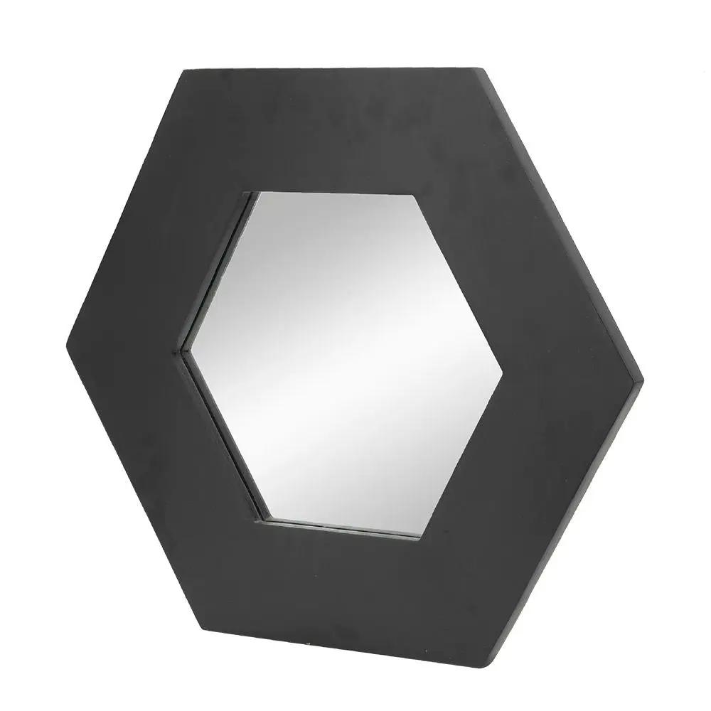 Hexagon Mirror With Natural Wood Frame, Wall Decor For Living Room Bathroom Hallway by Unique Piece Furniture