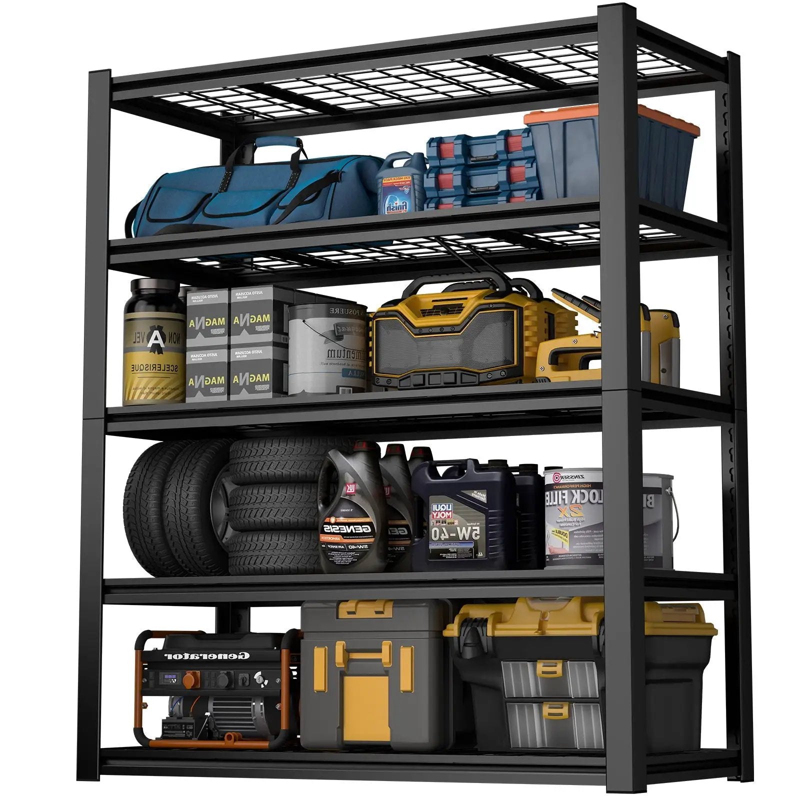 Garage Storage Rack, 5 Layer Adjustable Shelving Unit For Warehouse - Black by HouseOfZazla