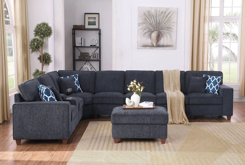 Lily - Sectional Sofa With Ottoman - Black by Unique Piece Furniture
