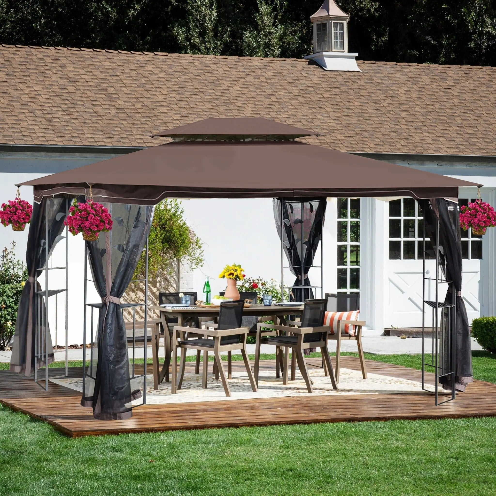 Patio Gazebo Tent With Ventilated Double Roof And Mosquito Net For Backyard Or Garden by HouseOfZazla
