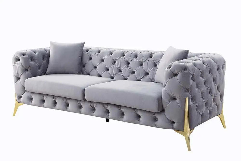 Jelanea - Sofa With 2 Pillows - Gray Velvet & Gold by Unique Piece Furniture