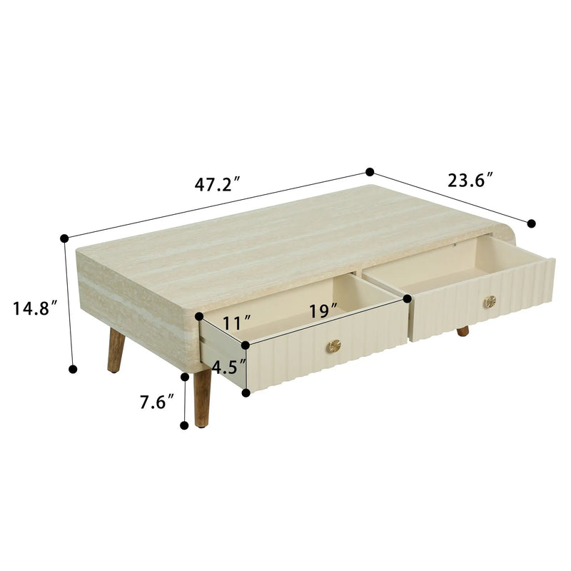 Coffee Table with Veneered Faux Marble Tabletop by HouseOfZazla
