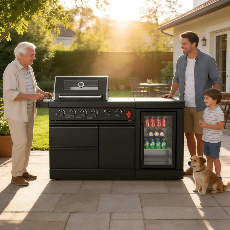 65-Inch 4-Burner Stainless Steel Propane Gas Outdoor Kitchen Barbecue Island Grill by HouseOfZazla